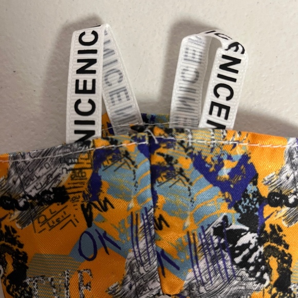 Designer Graffiti Overalls Bucket Hat 2 Piece Outfit For Labubu Orange Blue - Picture 5 of 5